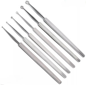 Curetas de oreja Buck Romo Recto Impresión de logotipo personalizado La mejor herramienta ENT manual de acero inoxidable Vasilcare Hecho en Pakistán - Product Image 1