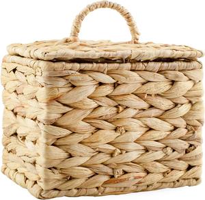 กล่องสี่เหลี่ยมทำจากผักตบชวา มีฝาปิด กล่องเก็บของทำมือ เป็นมิตรกับสิ่งแวดล้อม ของตกแต่งบ้านจากธรรมชาติ ขายส่งจากเวียดนาม - Product Image 1