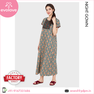 ชุดเดรสราตรียาวผ้าทอสำหรับผู้หญิงชุดนอนผ้าฝ้าย100% ป้องกันแบคทีเรียสีกว้างสำหรับใช้ในบ้านในฤดูใบไม้ผลิ/ฤดูร้อน - Product Image 2