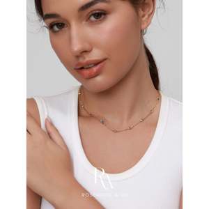 Collana con Ciondolo Quadrato in Zircone Arcobaleno, Placcata in Oro Anti-ossidazione, Collana alla Moda con Gemme Quadrate Collegate - Product Image 3