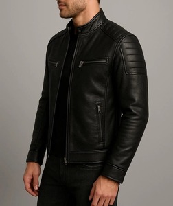 Chaqueta de Cuero Vacuno para Hombre, Estilo Urbano, con Cuello Alto, Diseño Moderno y Resistente al Viento - Product Image 4