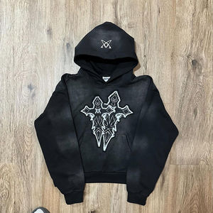 Vente en gros Mazy Sports Sweat à capuche vintage pour homme 500GSM en coton français délavé à l'acide et vieilli 100% coton automne avec fermeture éclair et broderie - Product Image 1