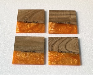 ที่รองแก้วไม้ทำจากไม้ทำจากเรซินแผ่นรองแก้วตกแต่งโต๊ะรับประทานอาหาร - Product Image 2