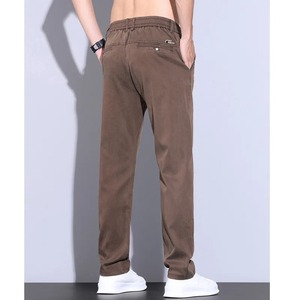 Anxica, pantalones largos informales de verano para hombre, transpirables, finos para Tencel, Color sólido, versátil, pierna recta, Parte delantera plana, de larga duración - Product Image 3