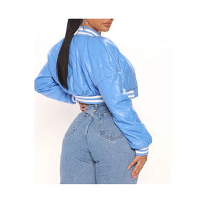 Veste universitaire matelassée en laine/viscose, style 2023, manches à patch, hiver, coton denim, doublure en soie imperméable - Product Image 6