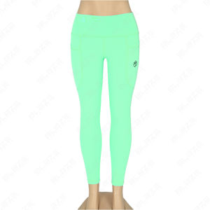 Blaze Fight Wear Leggings de Yoga de cintura alta sólida Cintura elástica Levantamiento de glúteos Pantalones de gimnasio Bolsillo de lazo lateral Crossover Absorbe el sudor - Product Image 2