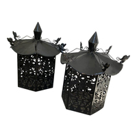 Lanterne suspendue en bronze antique, style pagode vintage, décoration de jardin, artisanat en métal coulé à la main avec des cloches, lampe avec patine verte