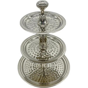 Support à gâteau en métal plaqué or à 3 niveaux au design élégant, présentoir à dessert rond décoratif de luxe pour les hôtels et les événements de mariage - Product Image 2