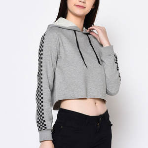 Haut à capuche court pour femme, coupe ajustée, design professionnel, de haute qualité, tendance, tenue d'hiver avec logo frontal, nouvelle arrivée - Product Image 2