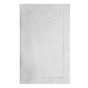 Tapis de bain jacquard tissé en fil teint blanc de luxe Poildio 60x100 cm - Utilisation à domicile et en hôtel, doux, très absorbant, fabriqué en Turquie - Product Image 2