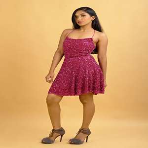 Vestido Corto de Lujo para Mujer, Completamente Bordado con Cuentas Rosas |   Ropa de Alta Demanda para Bodas y Fiestas para Exportación al por Mayor - Product Image 2