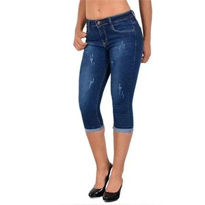 กางเกงยีนส์ทรงสลิมฟิตผ้าฝ้าย100% พรีเมี่ยมสำหรับผู้หญิงกางเกงทรงดินสอระบายอากาศได้ดีมีโบว์ลูกไม้ออกแบบได้ตามต้องการ - Product Image 3