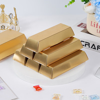 Emballage cadeau sur le thème de la vente en gros, boîte à lingot d'or factice, boîte à dragées pliable en papier pour bonbons, biscuits, mariage, fête