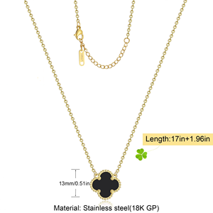 Collar con Colgante de Trébol de Cuatro Hojas Chapado en Oro de 18K de Acero Inoxidable al por Mayor para Mujer, Joyería Sencilla de la Suerte, Regalos - Product Image 2