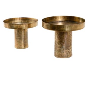 Hammered Design Metal <b>Cake</b> <b>Server</b> Stand In Nickel Finished Set Of Two In Different Shapes For Party Celebration Accessories - Product Image 3