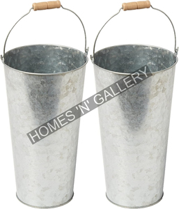 Galvanized Metal Wall Planter Stylish Hanging Wall Vase Planters, Rustic Home Wall Decor - Product Image 1