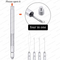 Enfileur multifonction en aluminium, crochet, aiguille, boucle, pour Micro anneaux, perles, maillons, Extension de cheveux i-tip