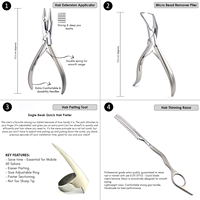Nuovo Kit Professionale di Strumenti per Extension Capelli in Acciaio Inossidabile Chirurgico, Pinza per Rimozione Micro Anelli, Uncinetto per Dreadlock