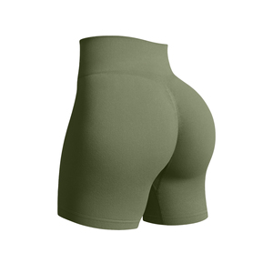 Women's Seamless Breathable Cotton Active Lightweight Fitness Shorts <b>Bow</b> Button Skinny Fit Elastic Waist Scrunch Butt Design - Product Image 2