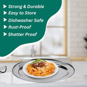 Bandeja Ovalada Resistente de Acero Inoxidable con Logotipo Personalizado, Bandeja para Servir Arroz, Aperitivos y Entradas para Hotel, Hogar, Restaurante y Fiestas - Product Image 2