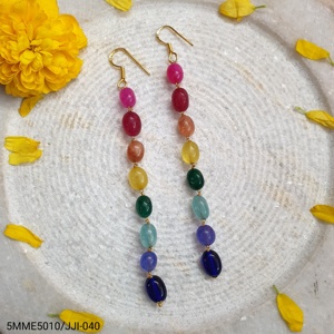 Pendientes largos multicolores con cuentas para mujer, joyería de gota de piedra arcoíris hecha a mano, accesorios de moda bohemios ligeros al por mayor - Product Image 3