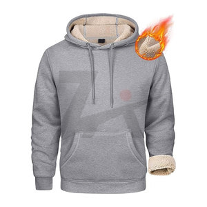 Customized Mens Heavy Hoodie With Sherpa Fleece Lining <b>Thick</b> Winter Pullover Sweatshirt Windproof Design Kangaroo Pocket - Product Image 1
