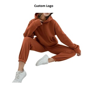 High Quality Heavy Fleece Women's Hoodie Sweatpants Jogger Set Breathable Sportswear Custom Logo Embroidery Knitted Winter - Product Image 1