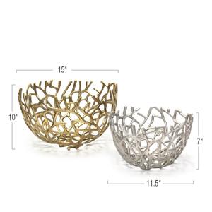 Ensemble de 2 bol de service décoratif en aluminium argenté et doré, bol élégant pour la maison, la cuisine, la table à manger, la fête et le mariage - Product Image 4