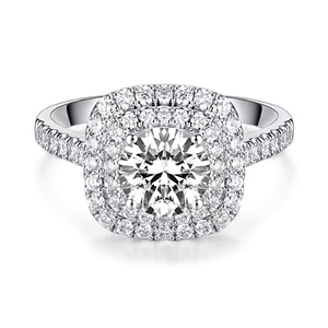 Double Halo Solitaire Moissanite Fashionable Engagement Ring Wholesale 925 <b>Sterling</b> <b>Silver</b> <b>Wedding</b> Jewelry for Women - Product Image 5