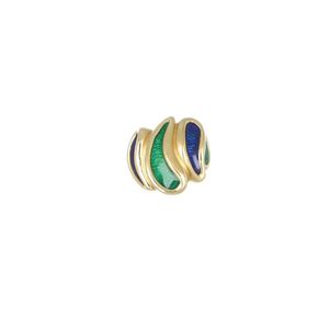 Anillo de diseño hecho en Italia de alta calidad con gota de esmalte azul y verde para sorprender a su ser querido - Product Image 2