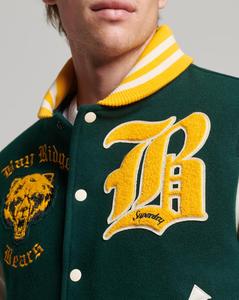 Chaqueta universitaria verde oscuro con logotipo personalizado de alta calidad para hombre, chaqueta universitaria de béisbol Letterman, chaqueta de invierno Bomber para hombre - Product Image 5