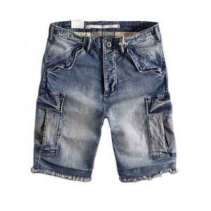 Short en jean personnalisé pour hommes Short en jean de coupe décontractée d'été pour hommes avec poches Jean court en jean droit à boutons - Product Image 6