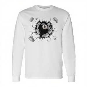 Camiseta de manga larga con estampado de bola 8 y explosión en el pecho, camiseta promocional de billar de bola 8 - Product Image 2