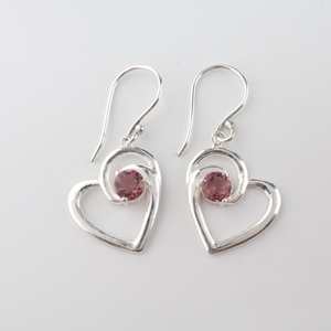 Boucles d'oreilles en rhodolite, plaquées or, argent sterling, bijoux fins faits à la main pour femmes, cadeau d'anniversaire - Product Image 1