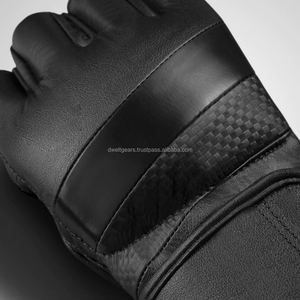 Custom Brand Leather MMA Gloves Breathable Lightweight Non-Slip Adjustable Wrist Strap <b>Hook</b> Loop Closure Sparring Training OEM - Product Image 4