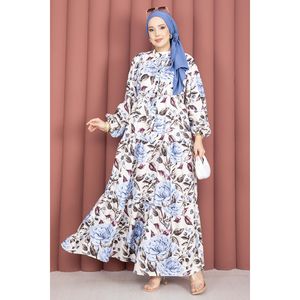 Vestido de Viscosa con Estampado Floral, Cierre de Medio Botón, Corte en A, Cintura Imperio, Diseño Moderno con Patrones - Product Image 4