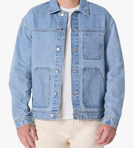 Veste en jean pour homme personnalisée, broderie imprimée, design déchiré, col rabattu, imperméable, respirante, saison hivernale, logo frontal haut - Product Image 1