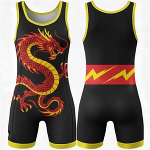 Nouveau Maillot de Lutte Homme Design Tendance Séchage Rapide Respirant Confortable Fermeture à Boutons Polyester Spandex Couleur Personnalisable - Product Image 4
