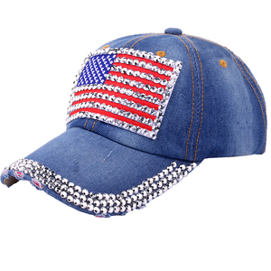 Patriotic American Flag Baseball Cap USA Rhinestone Bling Sparkle <b>Hat</b> for Men Women 4th July <b>Summer</b> Sun Cap - Product Image 6