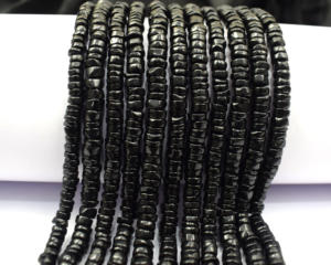 Cadeau perlé Heishi en onyx noir naturel fait à la main pour ses brins de bijoux en pierres précieuses et composants - Product Image 2