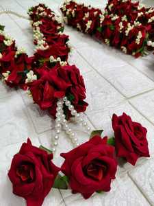 Ensemble de guirlande artificielle de mariage de 2 pièces Varmala pour la mariée marié Rose Haar pour l'honneur d'invité de mariage Nikah Haar Sikh Milni Mala - Product Image 5