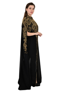 Último diseño del fabricante personalizado marroquí Dubai bordado islámico frente abierto Abayas Kaftan Vestido largo de talla grande primavera - Product Image 4
