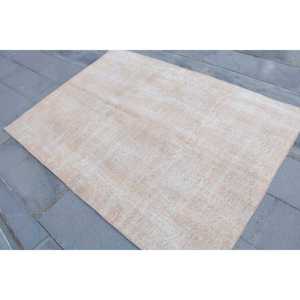 พรมขนาด 4.5x6.4 ฟุต พรมตุรกีโบราณ พรมขนสัตว์ลายต้นไม้และพืชสีน้ำตาลขาว - Product Image 2