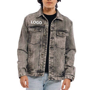 Nuevo diseño de moda Jeans de mezclilla lavados Chaqueta abotonada Hombres Streetwear Estilo Logotipo personalizado Algodón Largo Estilo vintage Forrado de lana - Product Image 4