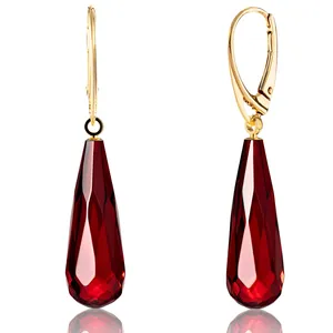Fabulous Design 925 Sterling Silver <b>Red</b> Garnet Gemstone Classic <b>Earrings</b> for Her Handmade Jewelry Manufacture - Product Image 6