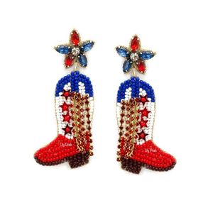 Élégant Howdy fait à la main Western perlé Cowboy broderie boucle d'oreille déclaration mignon élégant et nouveau Design luxe fantaisie de l'inde - Product Image 3