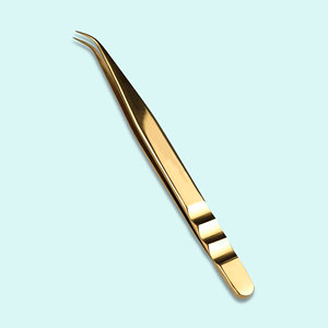 Pinzas de pestañas negras para extensiones de pestañas, pinzas de extensión de pestañas de volumen de punta de fibra de 90 grados Diamond Grip, negro - Product Image 1