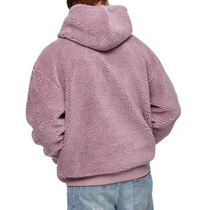 Sweat à capuche en polaire Sherpa pour hommes entièrement fait sur mesure pour l'hiver-Tissu de flanelle tricoté solide à capuche populaire - Product Image 2