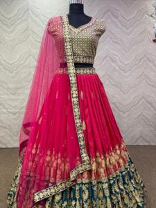 Lehenga choli ผ้าคอตต้อนปักลายหินผ้าหนาดีไซน์ใหม่ล่าสุด - Product Image 3
