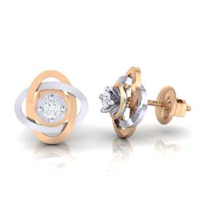 Pendientes de Oro Certificado de 14K/18K con Diamantes Reales, 2 Piedras, 0.07ct de Quilates Totales - Product Image 3